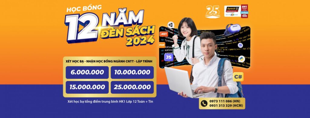 Học bổng “12 Năm Đèn Sách 2024” – 25 năm dành trọn cho tương lai ngành lập trình