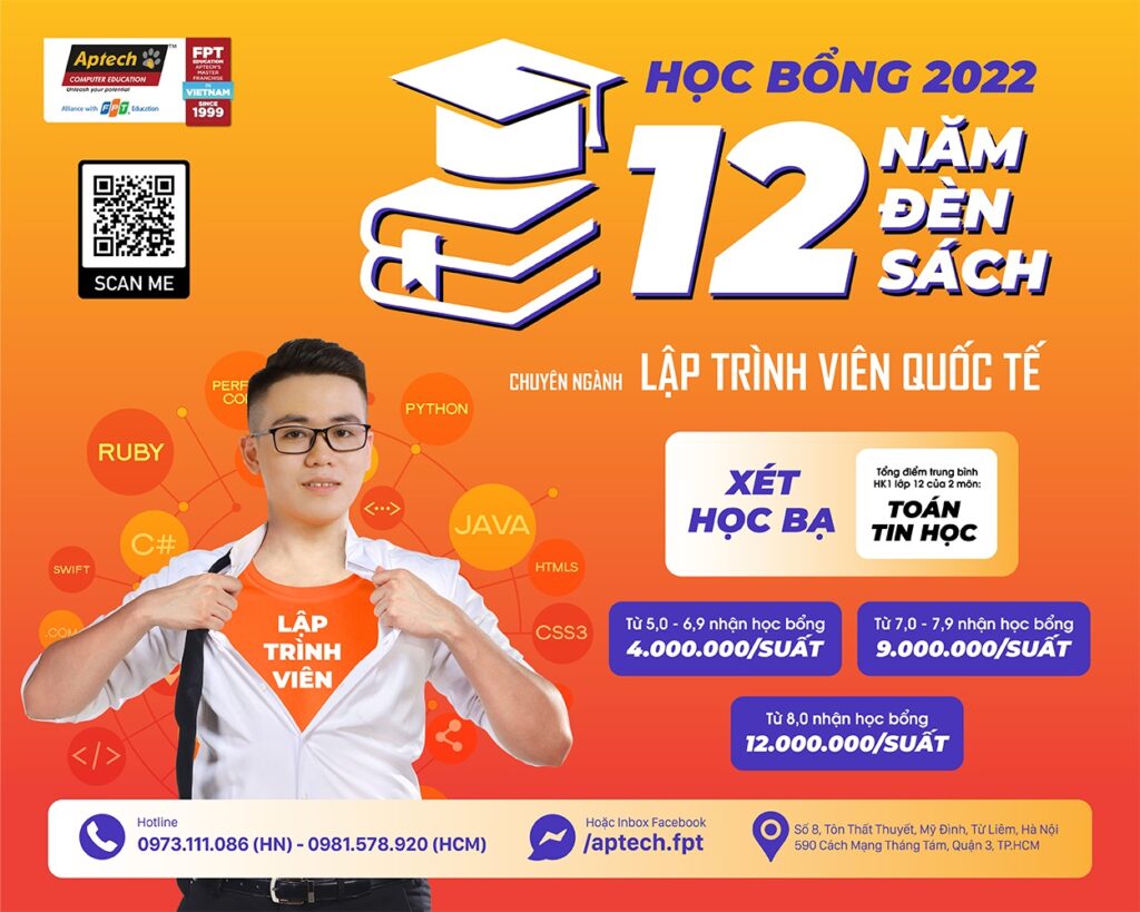 Xét Điểm Học Bạ Nhận Học Bổng 12 Năm Đèn Sách 2022 Ngành Lập Trình Viên Quốc Tế